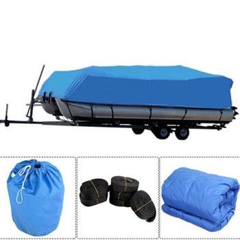 17-20ft 600D Oxford Fabric High Quality Waterproof Boat Cover with Storage Bag Blue