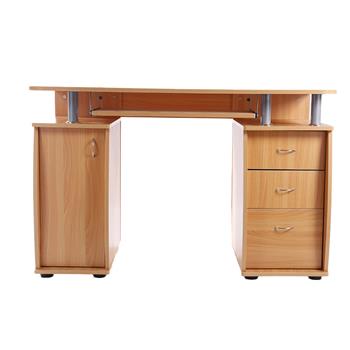 15mm MDF Portable 1pc Door with 3pcs Drawers Computer Desk Wood Color 