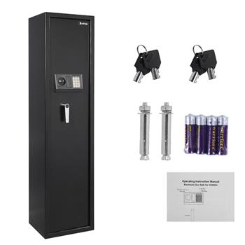 Digital Gun Safe Box 5-Rifle Firearm Storage Cabinet Black