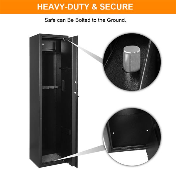 Digital Gun Safe Box 5-Rifle Firearm Storage Cabinet Black