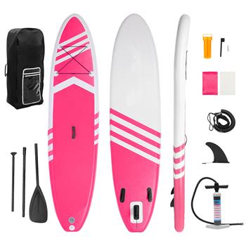 Inflatable Paddle Boards Stand Up 10.5\\'x30 x6 ISUP Surf Control Non-Slip Deck Standing Boat Pink