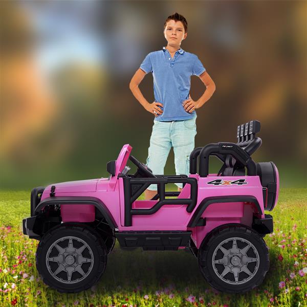 12V Kids Ride On Car Toy Jeep Rechargeable Battery 4 mph Remote Control Pink US
