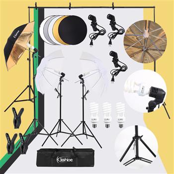 45W Photo Photography Umbrella Lighting Kit Studio Light Bulb Non-Woven Fabric Backdrop Stand  with 43\\" 110cm Five-in-One Folding Reflector Set (Do Not Sell on Amazon)