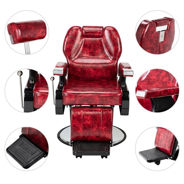 Classic Large Barber Chair, Wine Red