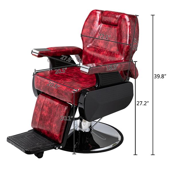 Classic Large Barber Chair, Wine Red