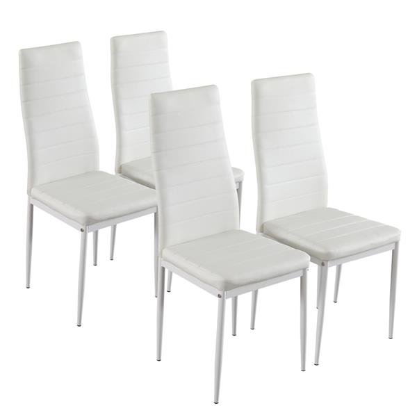 Hot 5 Piece Dining Table Set 4 Chairs Glass Metal Kitchen Room Furniture White