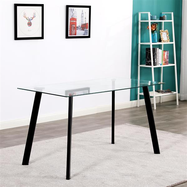 Hot 5 Piece Dining Table Set 4 Chairs Glass Metal Kitchen Room Furniture Black