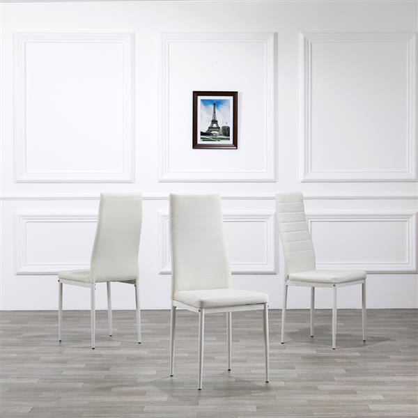 Hot 5 Piece Dining Table Set 4 Chairs Glass Metal Kitchen Room Furniture White