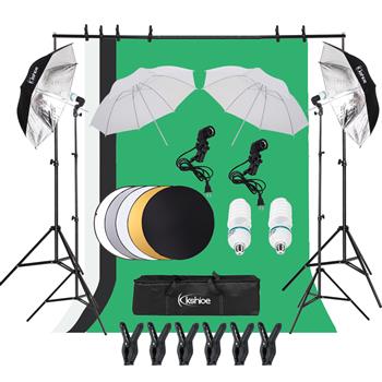 135W Silver Black Umbrellas with Background Stand Non-Woven Fabrice (Black & White & Green) Set US + 43\\" 110cm Five-in-One Folding Reflector Set (Item has a risk of infringement on the Amazon )