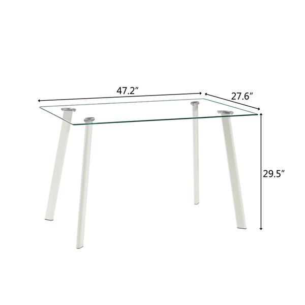 Hot 5 Piece Dining Table Set 4 Chairs Glass Metal Kitchen Room Furniture White