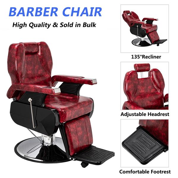 Classic Large Barber Chair, Wine Red