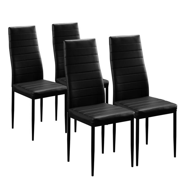 Hot 5 Piece Dining Table Set 4 Chairs Glass Metal Kitchen Room Furniture Black