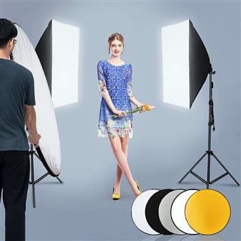 135W Bulb 5070 Single Head Soft Light Box Two Lights Set US Plug with 43\\" 110cm Five-in-One Folding Reflector Set (The product has a risk of infringement on the Amazon platform)