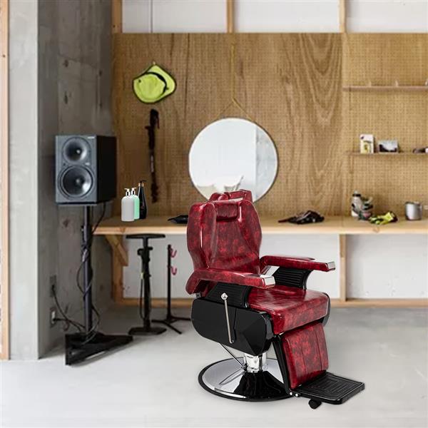 Classic Large Barber Chair, Wine Red