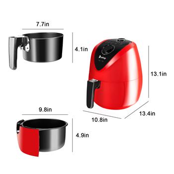 ZOKOP KAF1300P1 1500W 220-240V 50/60Hz 2.7Quarts/2.6L Electric Air Fryer UK Plug Red