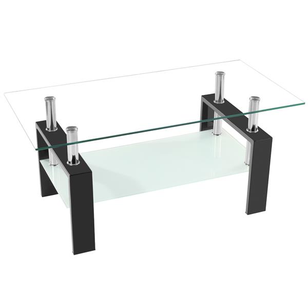 Arc Shaped Two Tiers Tempered Glass Coffee Table 