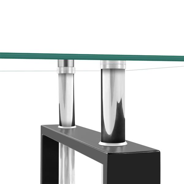 Arc Shaped Two Tiers Tempered Glass Coffee Table 