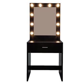 FCH With a Light Cannon Large Mirror Single Drawer Dressing Table Black 