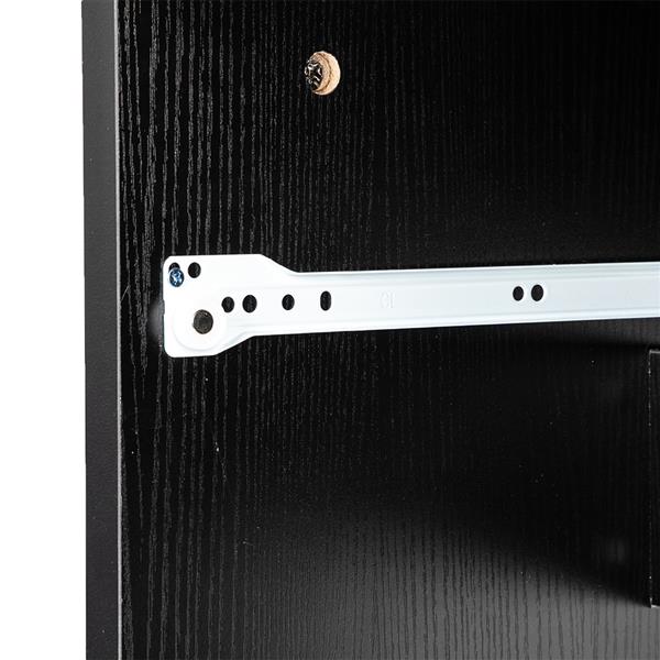 【FCH】带灯炮大方镜单抽屉梳妆台-黑色 + 暖光灯泡10粒-14