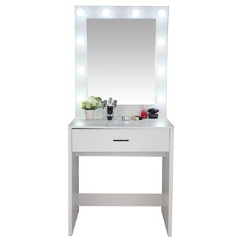 FCH Large-Mirror Single-Drawer Dressing Table With Light Cannon White