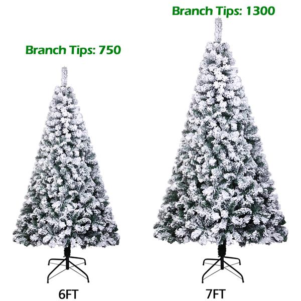 7ft Pvc Flocking Christmas Tree 1300 Branches Spread Out Naturally Tree