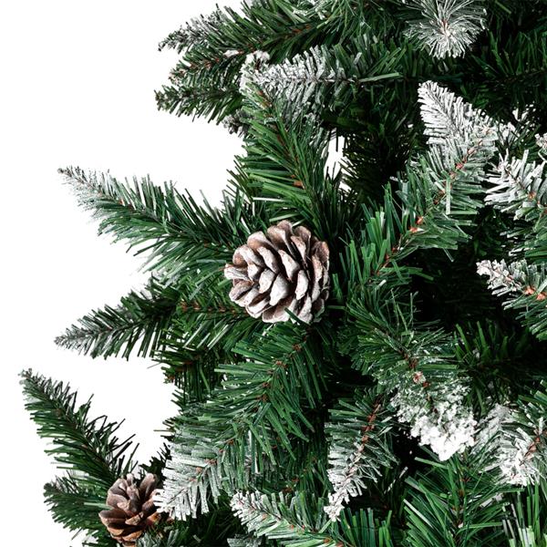 Christmas Tree 6FT 920 Branches Flocking Spray White Tree Plus Pine Cone (YJ)