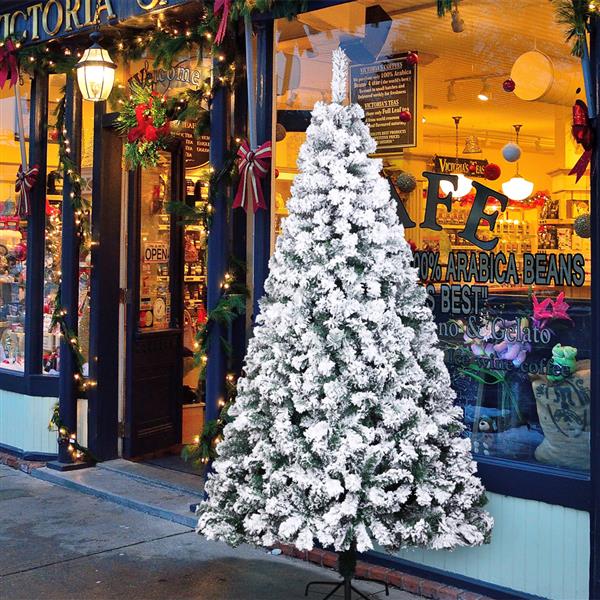 6FT PVC Flocking Christmas Tree 750 Branches Spread Out Naturally  Tree