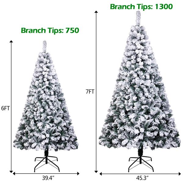 6FT PVC Flocking Christmas Tree 750 Branches Spread Out Naturally  Tree