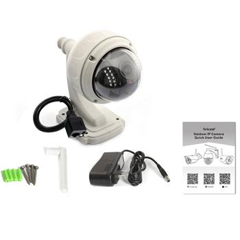 Wireless Sricam CMOS 1.0MP IP Camera with 4mm Lens and Pan-tilt P2P US Standard Plug White