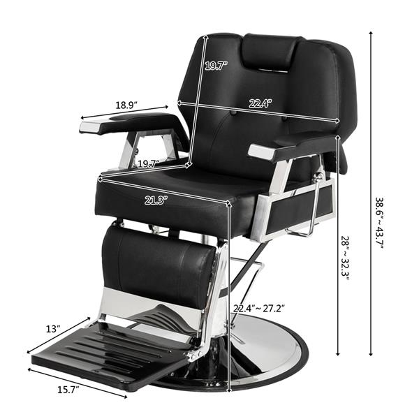 HZ8706 Professional Portable Hydraulic Lift Man Large Barber Chair Black 