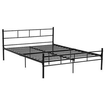 4FT Square Cross Stay Headboard Iron Bed Black