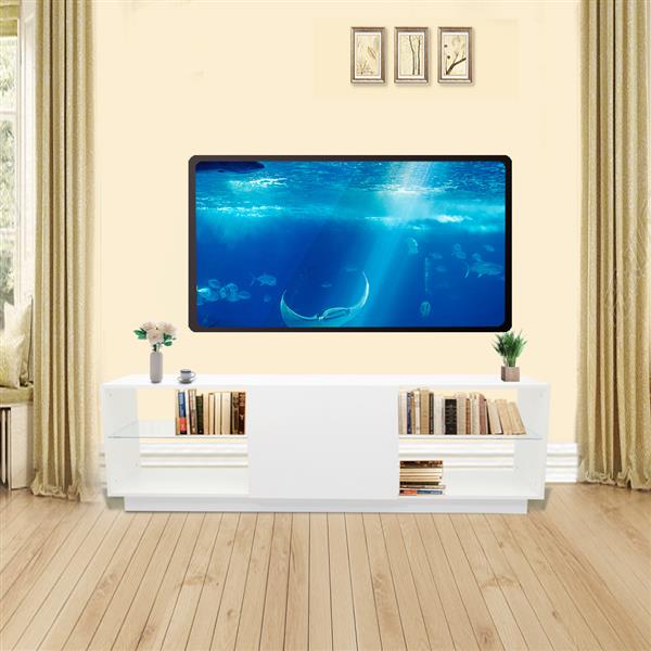 Elegant Household Decoration Two-tier LED TV Cabinet White