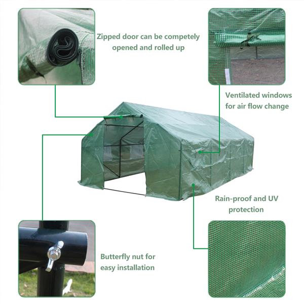  20′x10′x7′-B Heavy Duty Greenhouse Plant Gardening Spiked Greenhouse Tent 