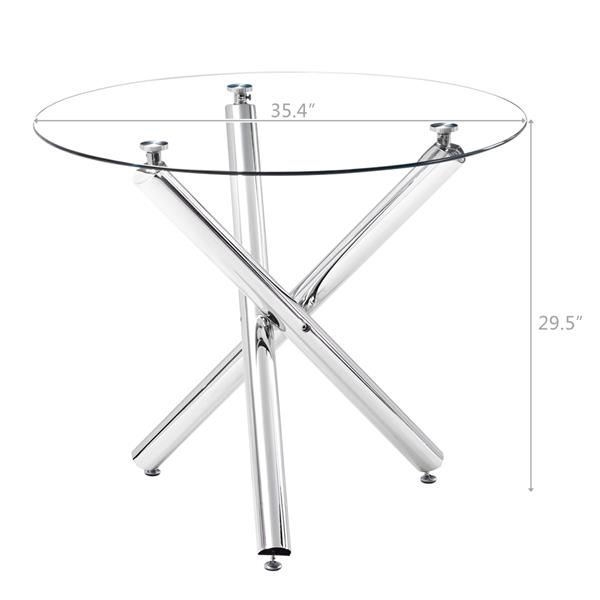  90*90*75cm Round Glass Dining Table 