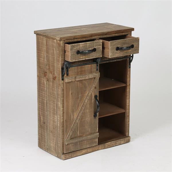 (新编码：30587562）RUSTIC WOOD SLIDING BARN DOOR CONSOLE CABINET-2