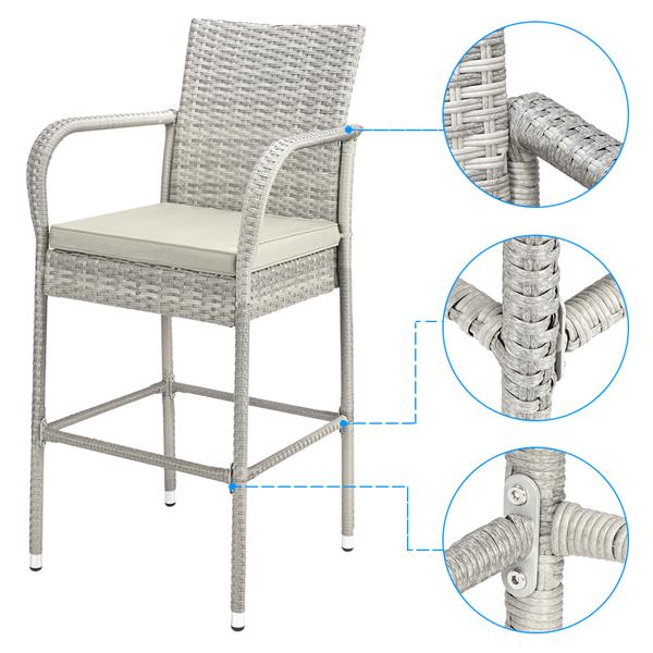 2pcs Thick Tube High Bar Chair Gray