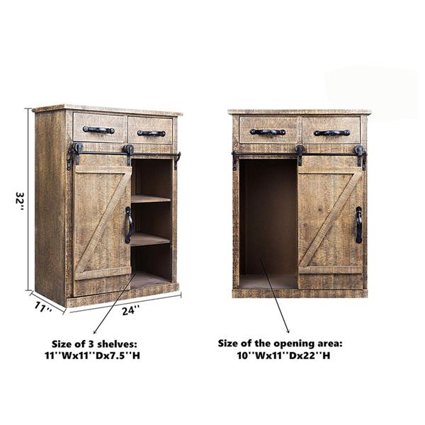 (新编码：30587562）RUSTIC WOOD SLIDING BARN DOOR CONSOLE CABINET-8