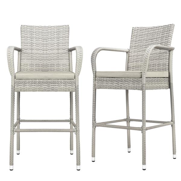 2pcs Thick Tube High Bar Chair Gray