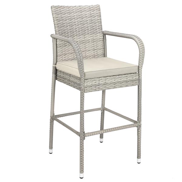 2pcs Thick Tube High Bar Chair Gray