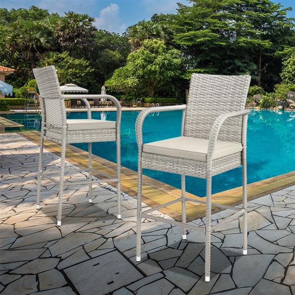 2pcs Thick Tube High Bar Chair Gray