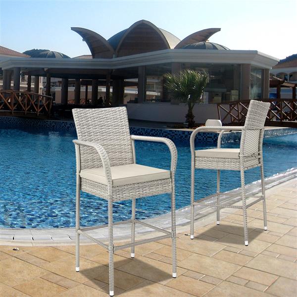 2pcs Thick Tube High Bar Chair Gray