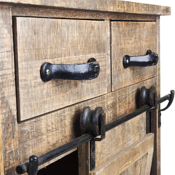 (新编码：30587562）RUSTIC WOOD SLIDING BARN DOOR CONSOLE CABINET-7