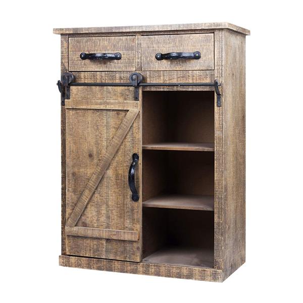 (新编码：30587562）RUSTIC WOOD SLIDING BARN DOOR CONSOLE CABINET-1