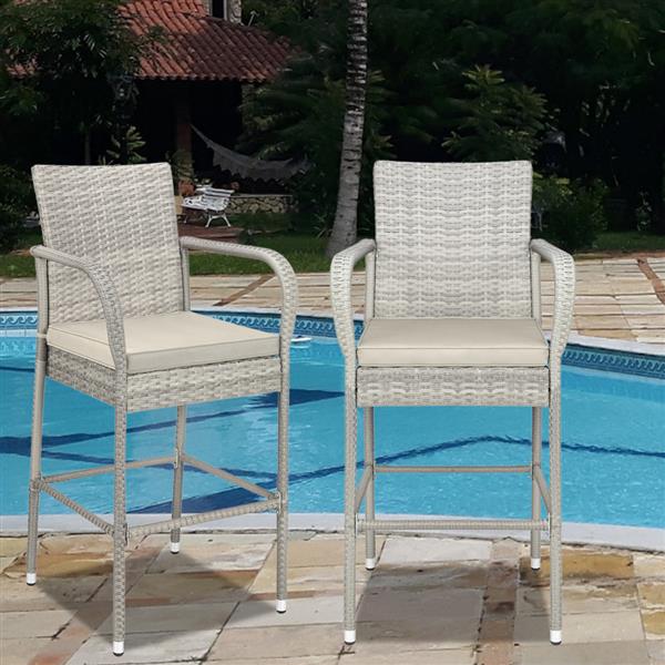 2pcs Thick Tube High Bar Chair Gray
