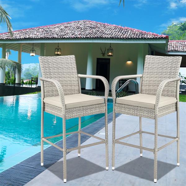 2pcs Thick Tube High Bar Chair Gray