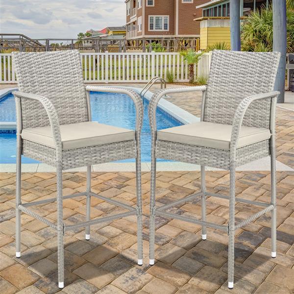 2pcs Thick Tube High Bar Chair Gray