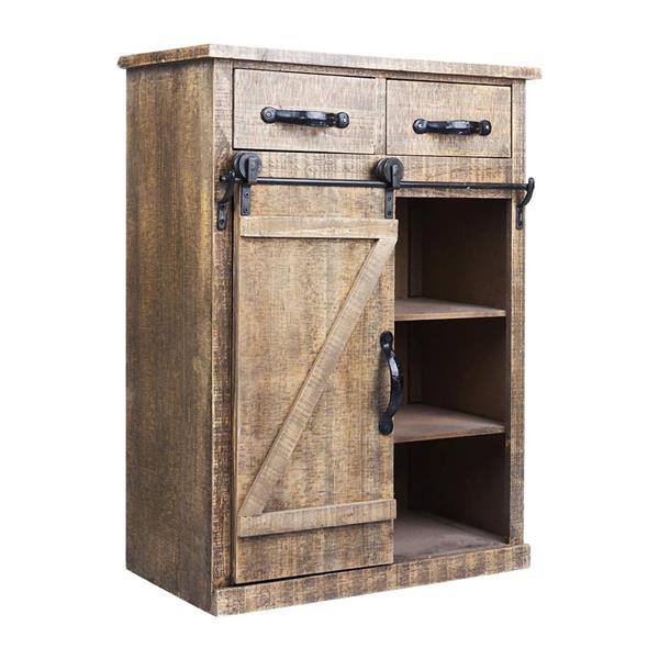 (新编码：30587562）RUSTIC WOOD SLIDING BARN DOOR CONSOLE CABINET-4