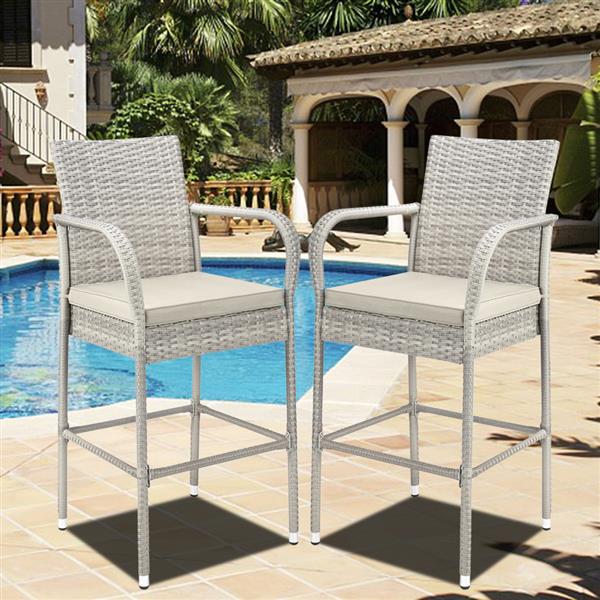 2pcs Thick Tube High Bar Chair Gray