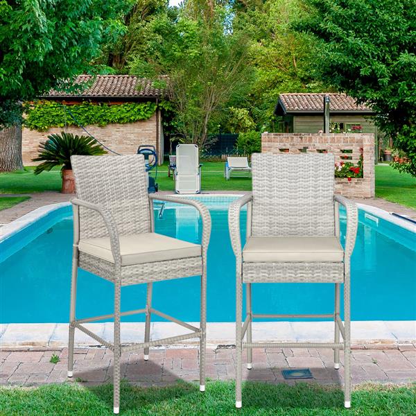 2pcs Thick Tube High Bar Chair Gray