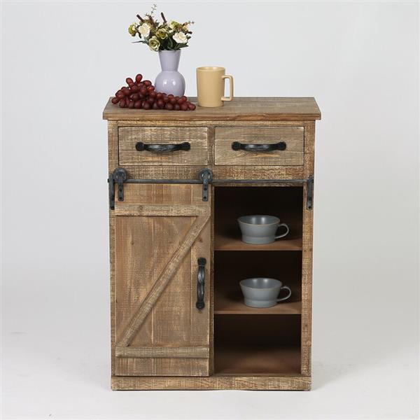 (新编码：30587562）RUSTIC WOOD SLIDING BARN DOOR CONSOLE CABINET-3